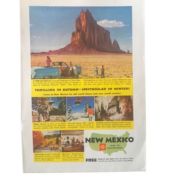 Vintage 1954 New Mexico Autumn Winter Ad Advertisement - Picture 3 of 4
